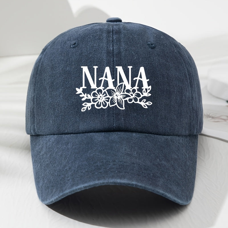 Unisex Trendy NANA Embroidered Baseball Cap Retro Versatile Casual Hat Breathable Comfortable Adjustable Sun Hat Outdoor Sports Fishing Hat Lightweight Easy to Wash