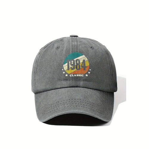 1984 Classic-Inspired, '1984 Classic' Text Color Design Vintage Washed Distressed Duckbill Cap Unisex Outdoor Baseball Cap Adjustable Washed Vintage Style Lightweight Breathable Golf Cap