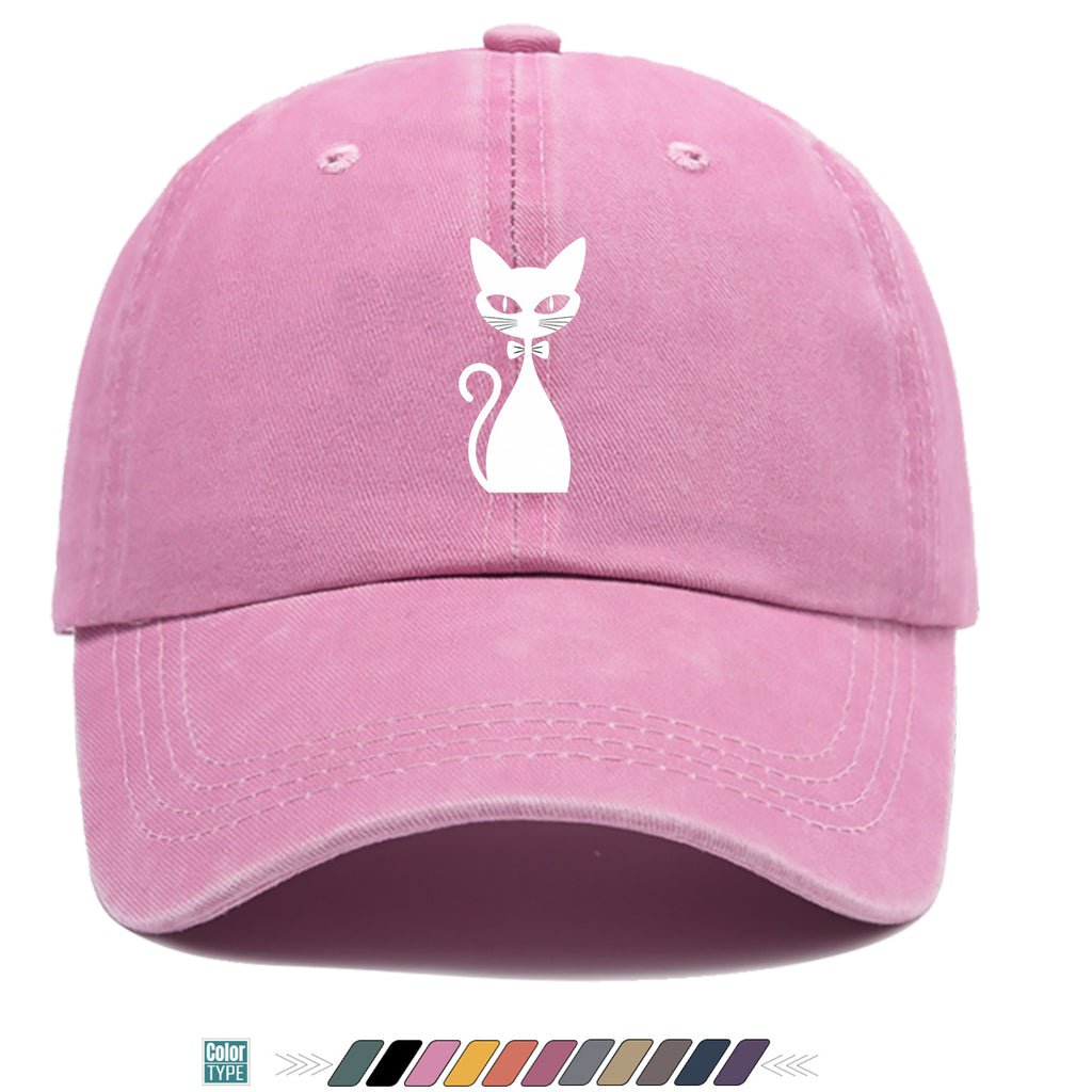1pc Elegant White Cat Silhouette Printed Baseball Cap, Comfortable Breathable Sun Hat, Fashionable Easy Design, Unisex Adjustable Casual Versatile Duckbill Cap, Suitable for Daily Outings, Cafe Gatherings, Weekend Excursions, Girlfriends' Dates