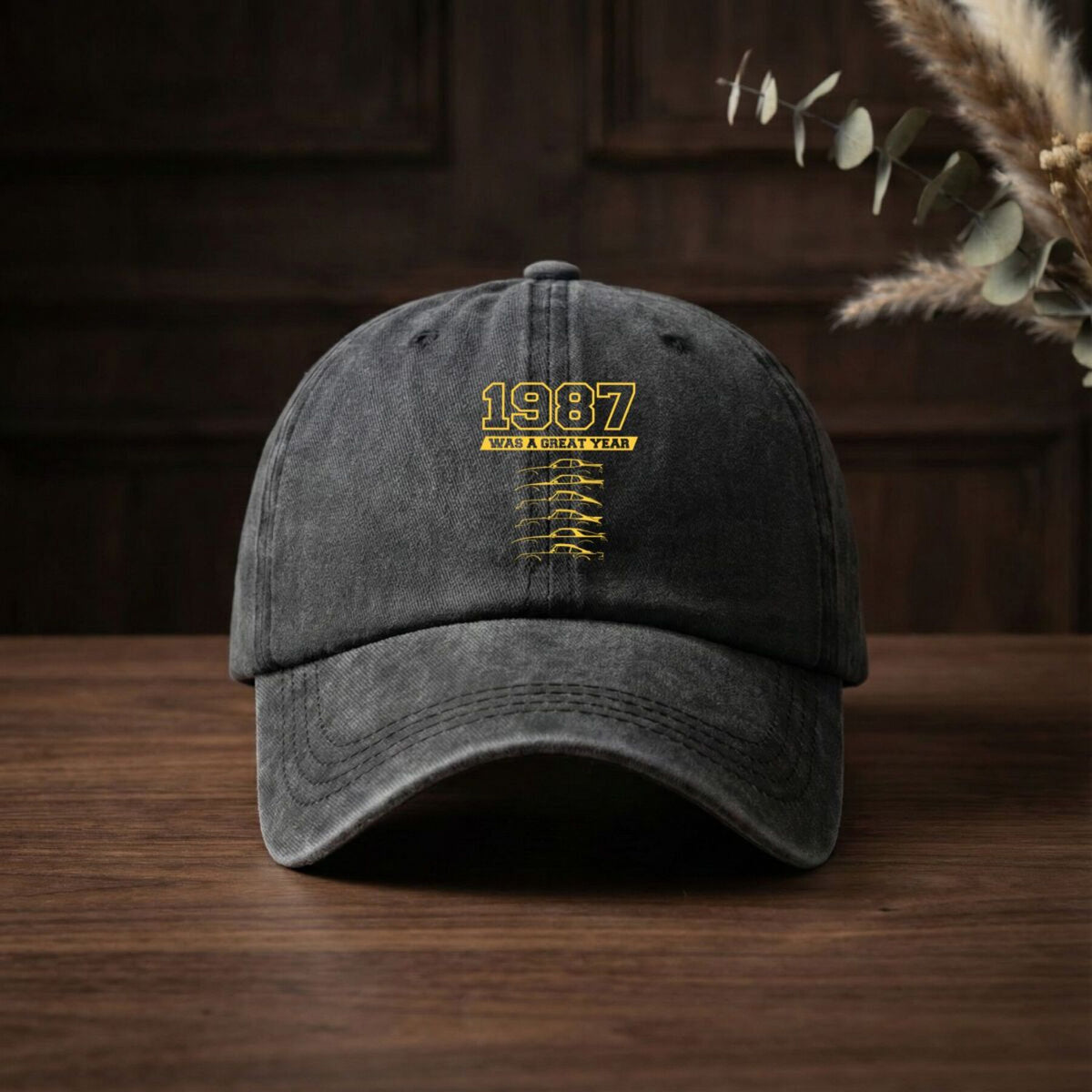 1987 Year Mark Vintage Washed Distressed Duckbill Cap, Unisex, Outdoor Baseball Cap, Adjustable, Washed Vintage Style, Lightweight And Breathable Golf Cap