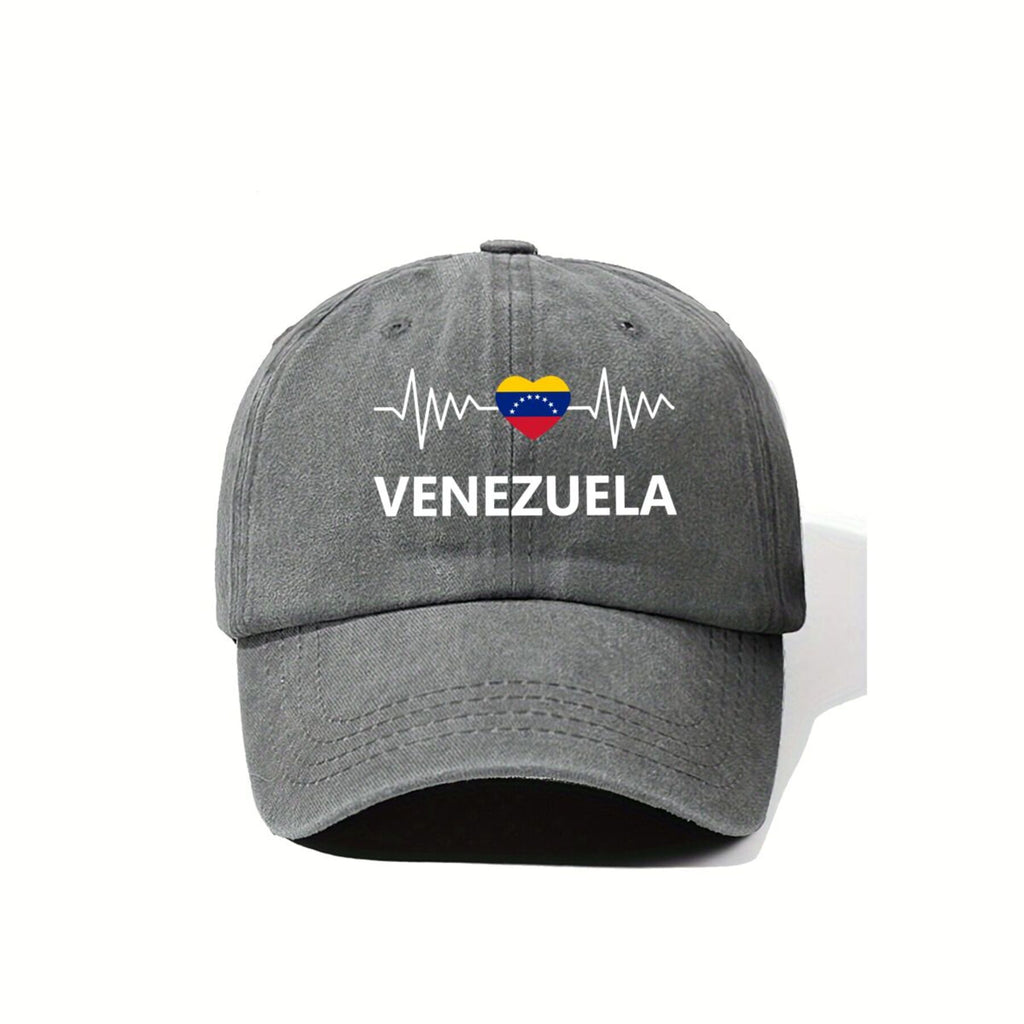 Vintage Unisex Hard Top Printed with Venezuelan Flag Design I 2026 New Vintage Duckbill Cap Washed Baseball Cap Men's Printed Outdoor Fashion Hat Unisex