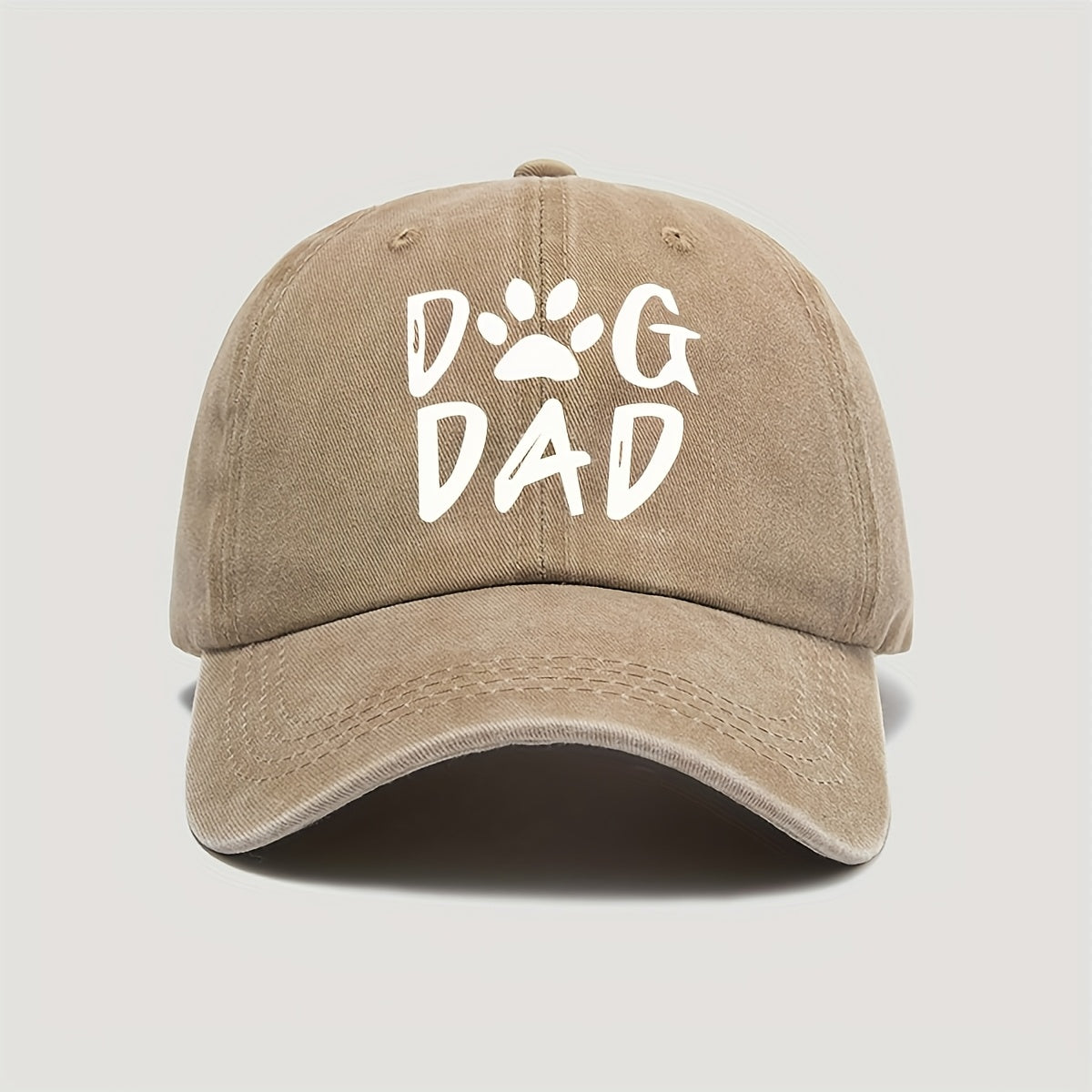 Vintage Washed Cotton Baseball Cap with "Dog Dad" Print - Adjustable Dad Hat for All Seasons, Sun Protection, Hand Wash Only