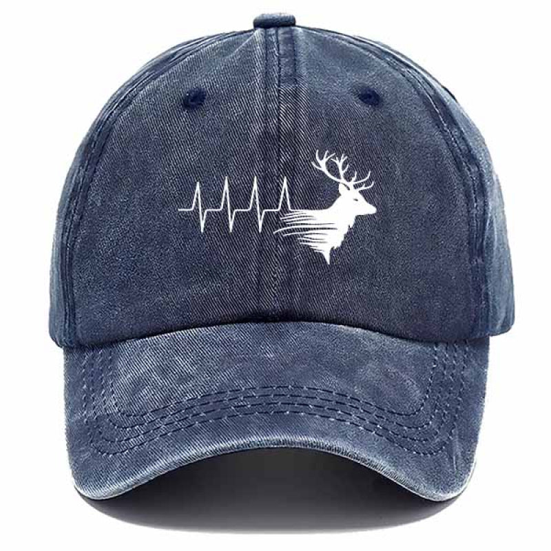 Casual Baseball Cap Featuring a Deer Head EKG Line, Perfect for Outdoor Everyday Wear