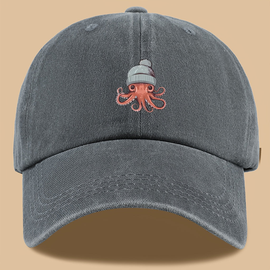 1pc Octopus Print Baseball Cap, Lightweight, Comfortable, and Breathable Outdoor Sun Hat, Stylish, Simple, and Aesthetic, Adjustable Size Baseball Cap for Men and Women, Trucker Dad Hat, Mom's Beach Vacation Hat, Suitable for Outdoor Fishing