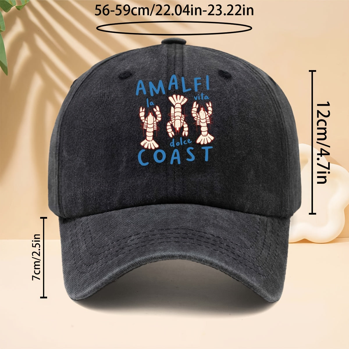 Men' & Women' Amalfi Coast Baseball Cap with La Vita Italian Design - Adjustable Duckbill Trucker Hat, Soft Top Suitable for Travel, Casual Outfits, Parties, Vacations - Unisex for All- Wear, Iconic Amalfi Coast Print