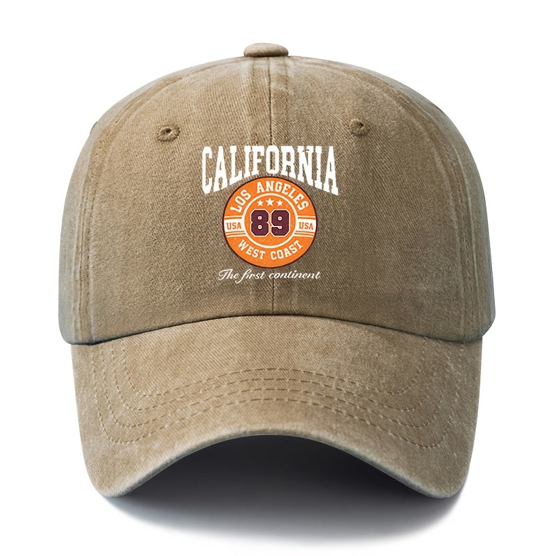 A Unisex Fashionable and Versatile Printed CALIFORNIA Baseball Cap, Featuring a Classic Vintage Washed Lightweight Curved-brim Design. Suitable for Outdoor Vacations, Travel, Camping, and Other Casual Occasions. Also Ideal as a Hip-hop Hat