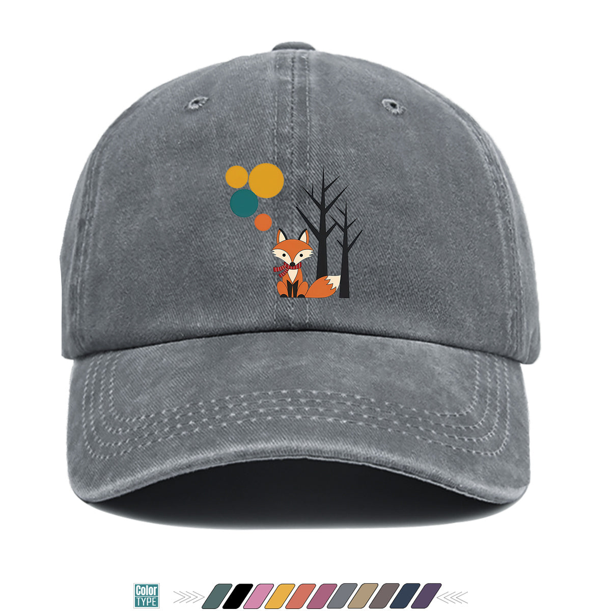 1pc Cartoon Fox Wearing Red Scarf Print Baseball Cap Colorful Geometric Background Sun Hat Fashionable And Beautiful Unisex Duck Tongue Cap Adjustable Size Casual Travel Hat Street Trendsetter Essential Suitable for Daily Wear, Shopping, Travel