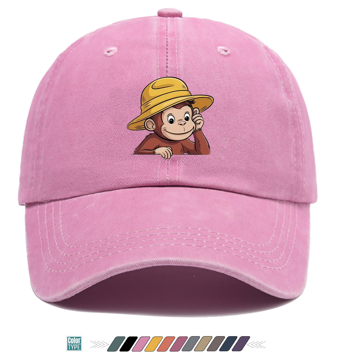 1pc 1pcs Monkey Print Baseball Cap with Straw Hat - Adjustable Snapback, Breathable Sun Hat Suitable for Outdoor, Travel, Birthday Parties, Unisex for Men & Women, for Parents, Gift, Casual Cap for Park Picnic, Festival Gift