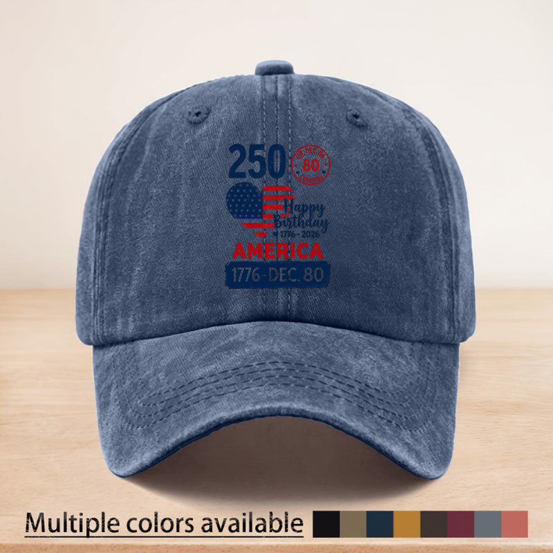 Vintage American-Style 250Th Anniversary Commemorative Printed Baseball Cap, with Adjustable Strap, Suitable for All Seasons, Versatile in Use, Lightweight And Breathable, Hat, Ideal for Outdoor Sports, Fishing, Picnics, Camping