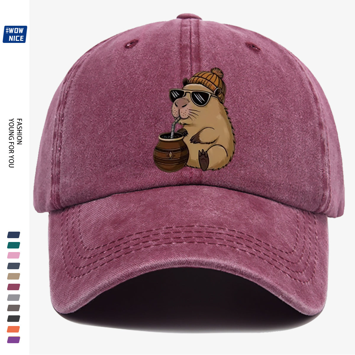 1pc Groundhog Wearing Sunglasses And Hat Drinking Beverage Fun Print Baseball Cap Unisex Slimming Fashion Casual Adjustable Size Daily Outing, Party, Travel, Shopping, Outdoor Activities All-Match Hat Holiday Birthday Gift Best Choice