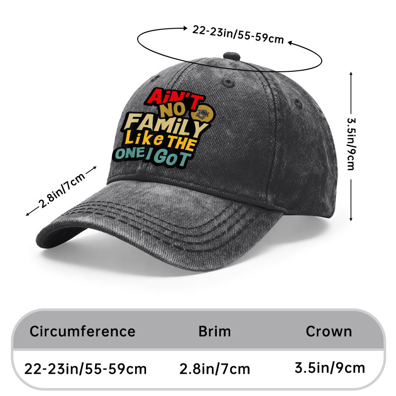 1pc Vintage Washed Unisex Baseball Caps, Ain'T No Family Like The One I Got, Bold Typography Design Print, Adjustable, Suitable for Outdoor Activities And Casual Wear, Gifts for Men And Women, Friends