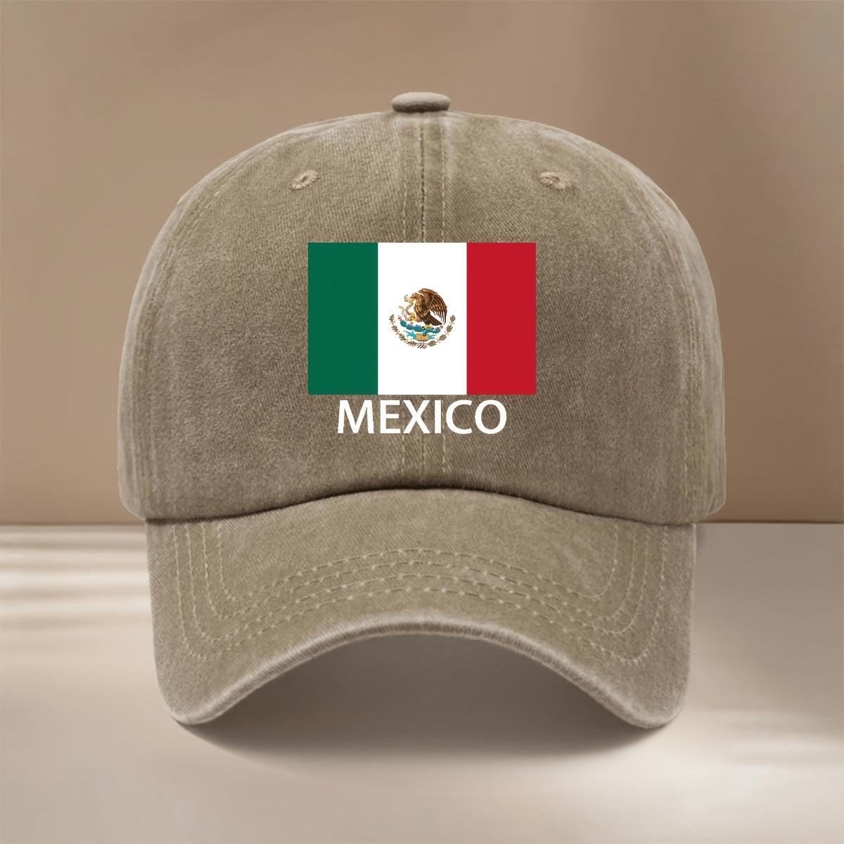 MEXICO Text Flag Print Pattern Baseball Cap for Vacation, Travel, Dinner Parties, and Camping. Six-Panel Hat with a Simple Textured Feel, Lightweight and Comfortable Curved Brim Cap. Unisex Casual Hat, Hip-Hop Hat with Adjustable Size, Relaxed Fit