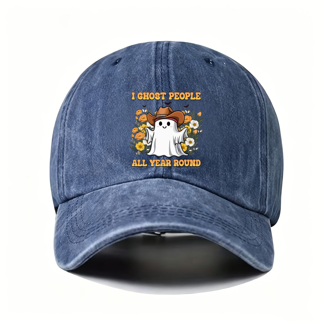 Halloween Retro Washed Cap for Men And Women, Cute Ghost Trendy Cap, Adjustable Casual Street Fashion Baseball Cap