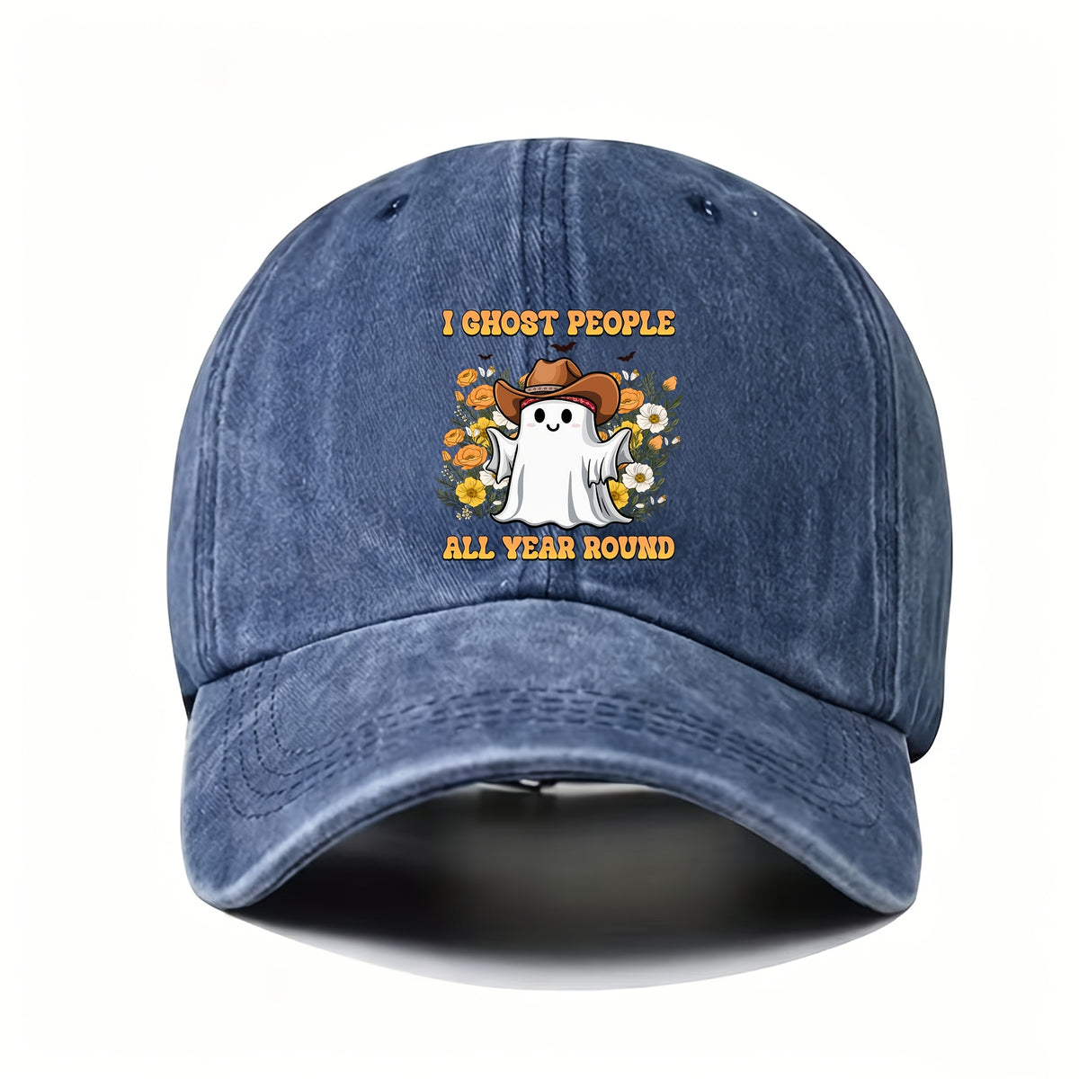 Halloween Retro Washed Cap for Men And Women, Cute Ghost Trendy Cap, Adjustable Casual Street Fashion Baseball Cap