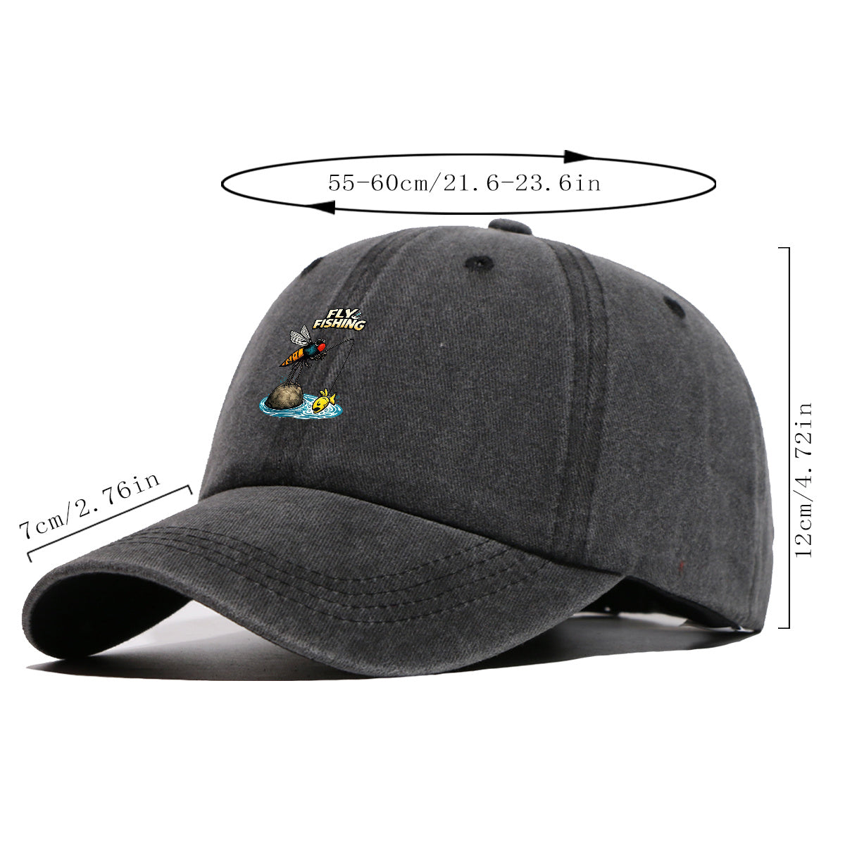 1pc Fun Insect Fishing Print Baseball Cap, Trendy Cartoon Pattern, Comfortable and Breathable Sun Hat, Stylish and  Unisex Design, Adjustable Size, Casual Streetwear Hat, Outdoor Fishing Hat, Travel and Vacation Hat, Versatile for Daily Outings