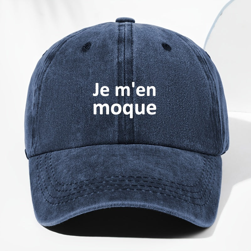 Men' & Women' Vintage French "Je M'en Moque" Trucker Hat - Adjustable Washed Soft-Top Baseball Cap Suitable for Outdoor, Fishing, Sports, Casual Wear - Unisex Suitable for Driving, Vacation, and Daily Activities