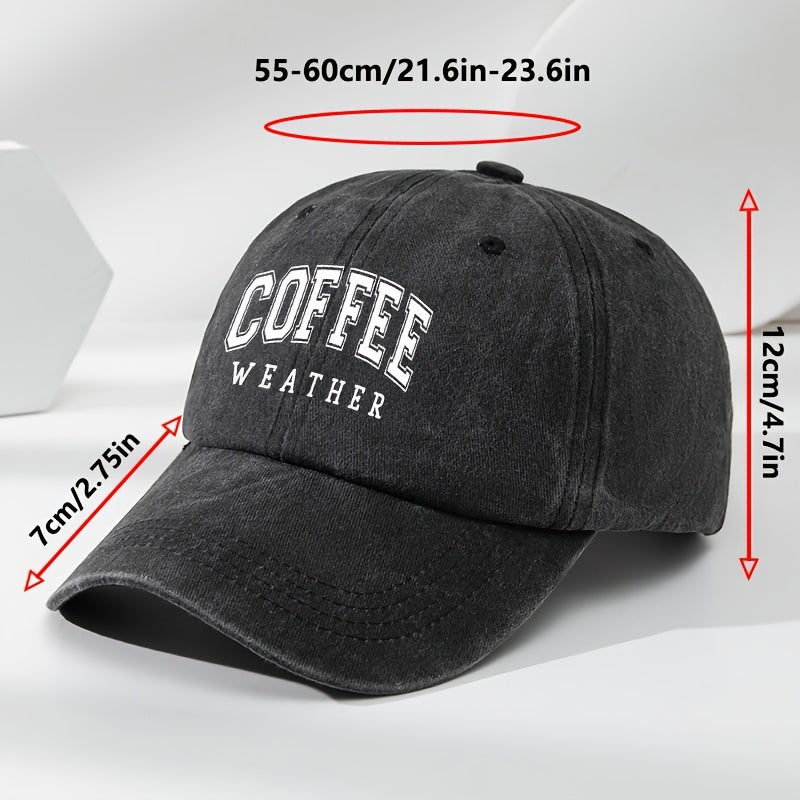 Men's Retro Baseball Cap with Coffee Bean Lettering & Logo Print - Adjustable Sun Hat, Breathable Outdoor Casual Cap for Sports, Daily Wear - Black, Comfortable & Versatile for All Beige Types (Hand Washable)