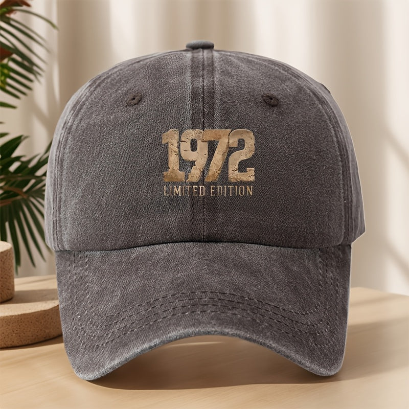 1972 Vintage Washed Duckbill Baseball Cap - Distressed Retro Print Suitable for Outdoor, Casual, Streetwear & Hip-Hop Hat, Lightweight Breathable Sweat-Absorbent Cap for Sports, Camping, Vacation,