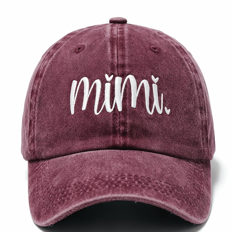 Unisex Y2K Style Embroidered MIMI Washed Baseball Cap, Suitable for Outdoor Sports And Everyday Wear