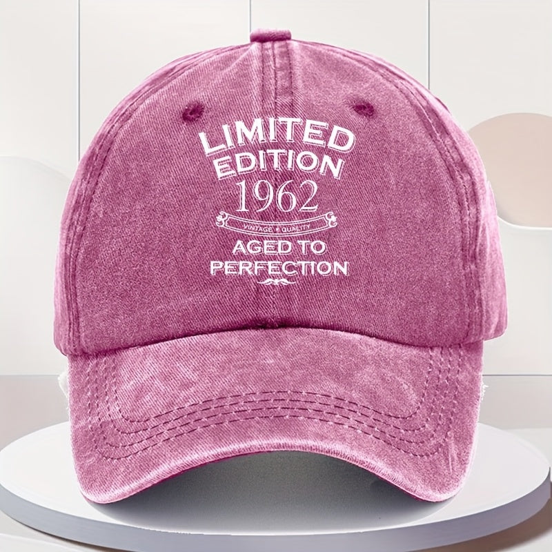 Men's Vintage 1962 Limited Edition Baseball - Adjustable Snapback Hat with 1962 Text, Retro 1960s Style, Durable & Breathable for Outdoor Sports, Casual Wear, Collectible Limited Edition 1962 Design