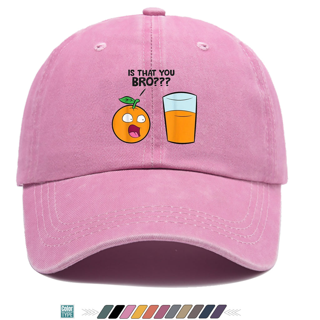 1pc Fun Surprised Orange Face & Juice Cup Print Baseball Cap - Adjustable Duckbill Sun Hat Suitable for Men & Women, Breathable Outdoor Cap for Parties, Travel, Gifts, Casual Wear with Surprised Face, Comfortable for Daily Use