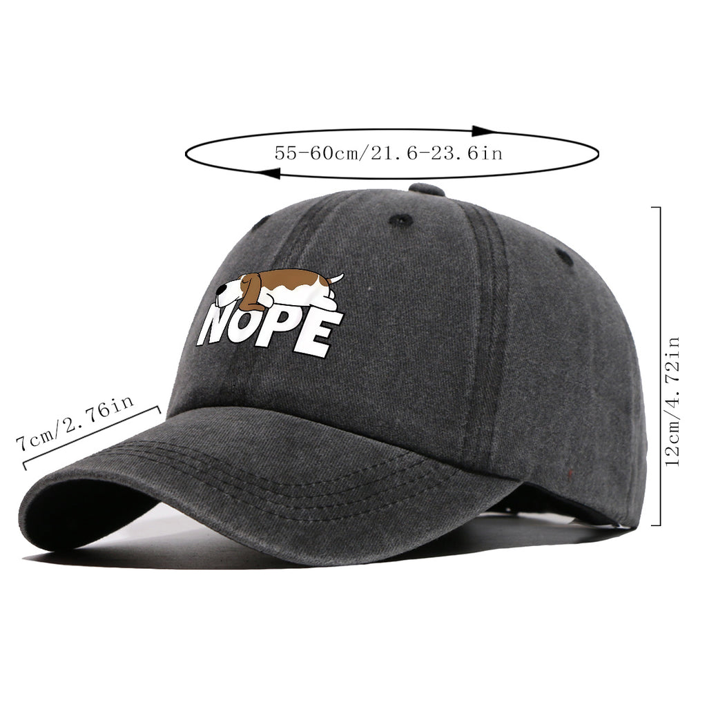1pc Fun Cartoon Dog "NOPE" Printed Baseball Cap, Comfortable Breathable Sun Hat, Fashionable Individual Aesthetic Unisex Cap, Adjustable Size Casual Street Hat, Outdoor Sunshade Hat Suitable for Daily Commuting, Shopping, Parties, Travel, Sports