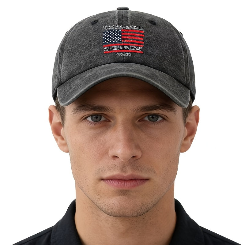 Special Baseball Cap for the 250th Anniversary of the Founding of the United States, a Unisex, Fashionable and Versatile Printed Cap with a Sense of History. Classic Retro Washed Outdoor Lightweight Curved Brim Cap, Trucker Baseball Cap, Suitable for