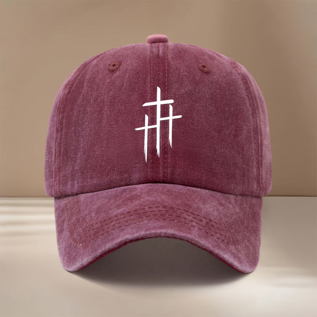 Three Cross Pattern Baseball Cap, Unisex Hip-Hop Style Casual Hat for Parties, Gatherings, and Camping. Comfortable and Lightweight Curved Brim Hat with Versatile Duckbill Design. Simple Outdoor Sports Cap, Six-Panel Fit, Relaxed and Fashionable