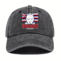 WAIANAE Men'S Hawaiian Flag & Dog Graphic Baseball Cap - Adjustable Lightweight Retro Streetwear Hat for Outdoor Sports, Patriotic Hip Hop Style, Soft Fabric, Thanksgiving/Father'S Day Gift
