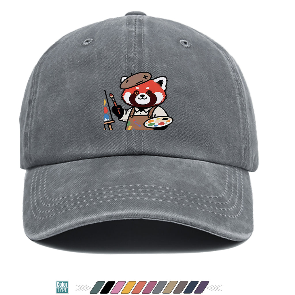 1pc Little Panda Painter Cap - Cute Panda & Brush Print Baseball Hat, Adjustable Duckbill Suitable for Outdoor Sketching, Museum Visits, Travel - Unisex for Men & Women, Creative Gift for Artists,, Birthday Present