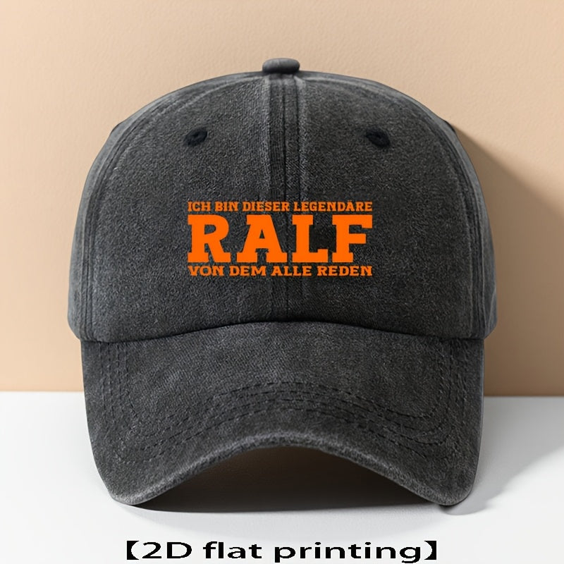 Men' & Women' RALF Printed Baseball Cap - Lightweight Breathable Dad Hat Suitable for Outdoor Travel, Beach, Fishing, Casual Wear - Minimalist RALF Design, Unisex Gift for Grandpa, Dad, Holiday Events - Comfortable Headwear