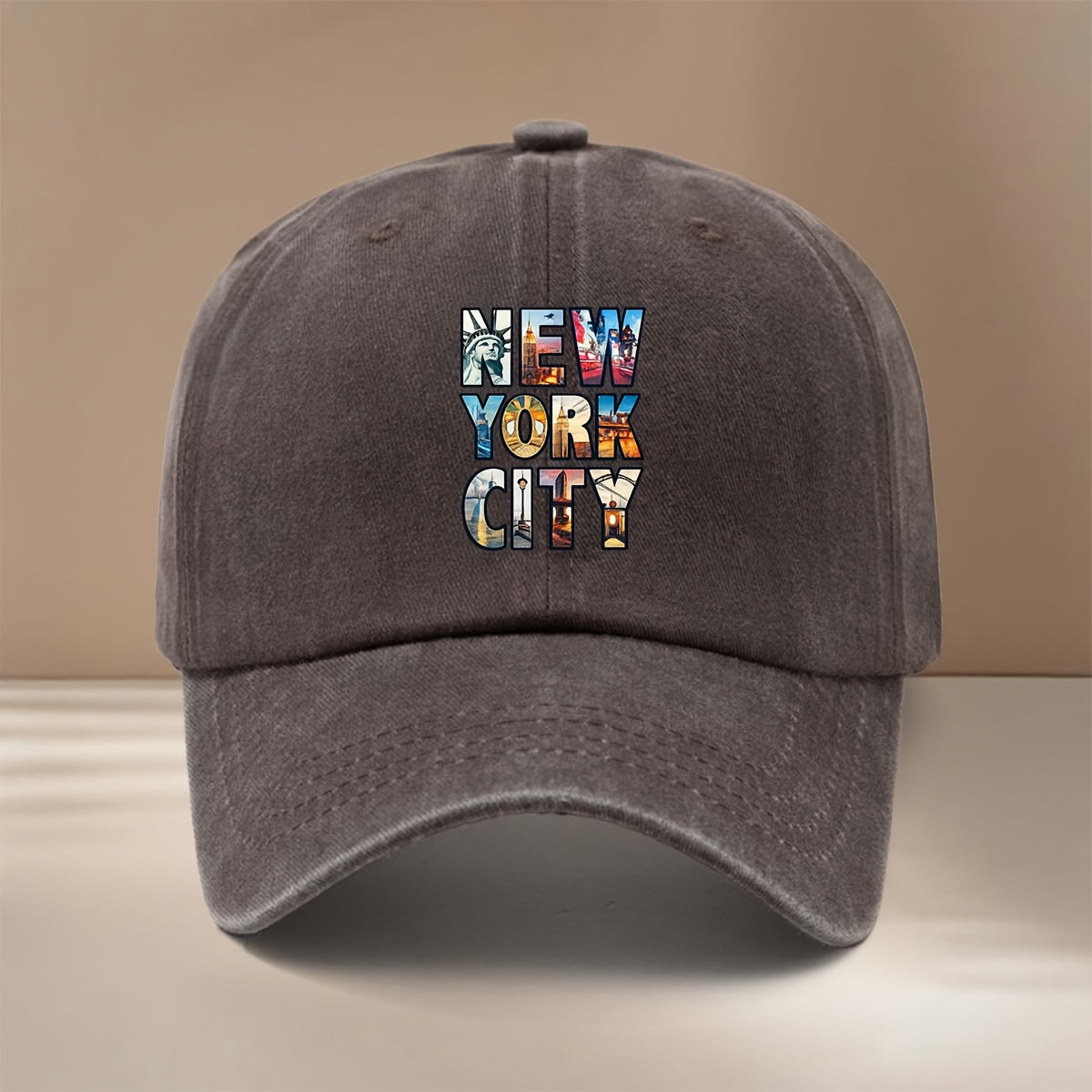 NEW YORK CITY Letter Cityscape Pattern Baseball Cap with Textured Comfort Hip-Hop Hat Unisex Curved Cap for Friends' Gatherings Camping Matching Lightweight Easy Duckbill Cap Individual Style Six-Panel Cap Casual Hat Trendy Fashion All-Season Adjust