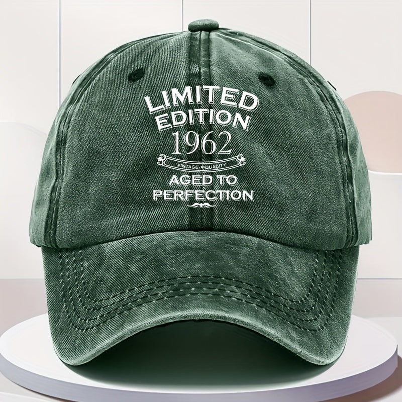 Men's Vintage 1962 Limited Edition Baseball - Adjustable Snapback Hat with 1962 Text, Retro 1960s Style, Durable & Breathable for Outdoor Sports, Casual Wear, Collectible Limited Edition 1962 Design
