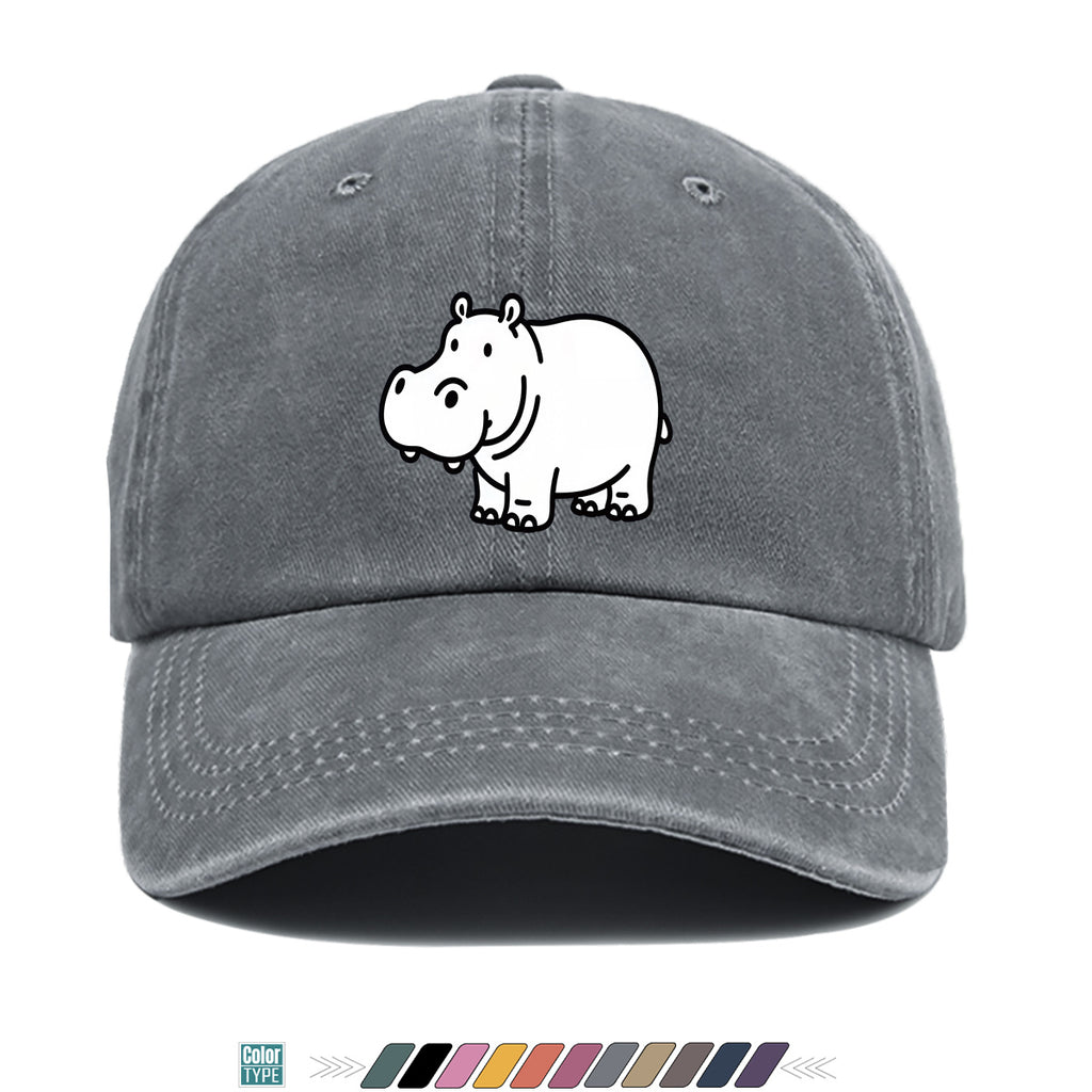 1pc Cartoon Hippopotamus Black And White Line Print Baseball Cap, Comfortable Breathable Duckbill Hat, Fashionable Cute Easy Unisex Adjustable Casual Daily Outing Hat, Vacation Hat, Bestie Couple Matching Hat, Suitable for Shopping, Picnic, Walking