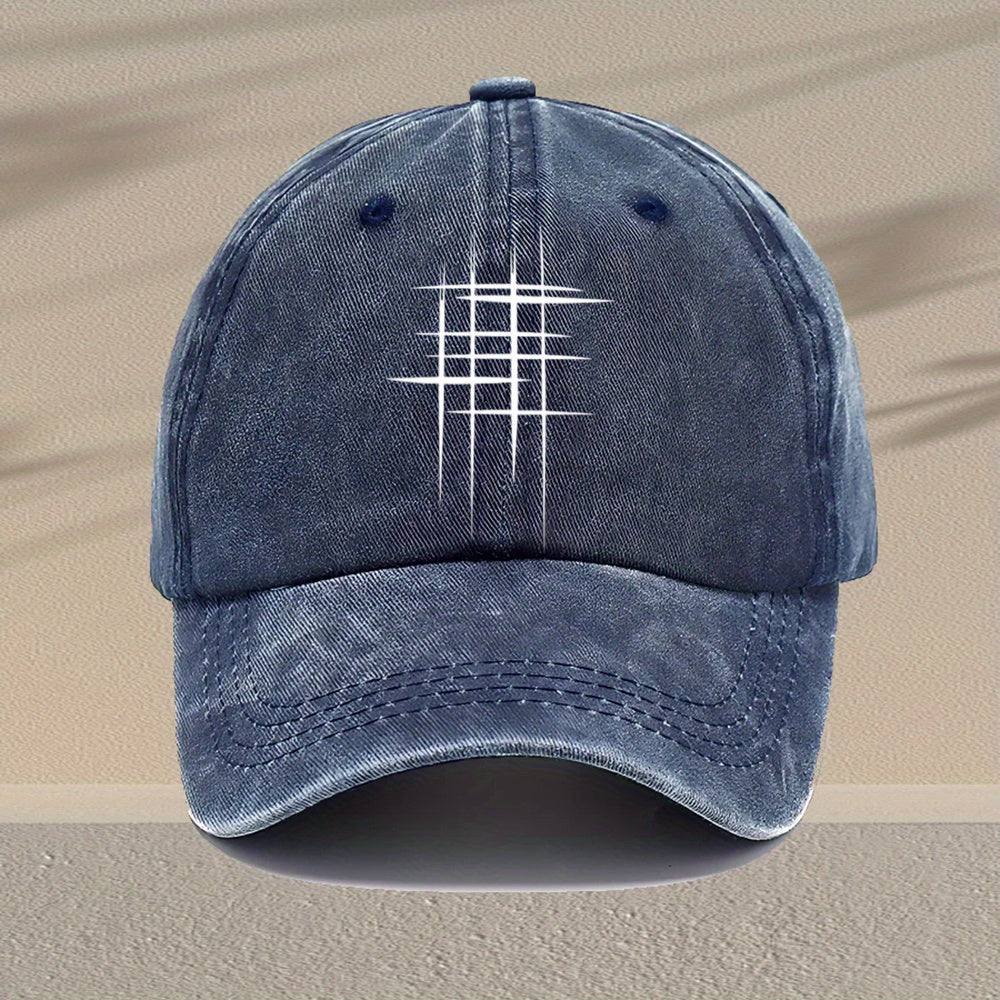 Men'S Vintage Washed Baseball Cap - Adjustable, Lightweight, Geometric Print Design, Essential for Casual Outfits, Available in Multiple Styles, Non-Stretch Fabric, Great Gift Option