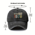 1978 Year Marked Fashion Vintage Washed Distressed Duckbill Cap Unisex Outdoor Baseball Cap Adjustable Washed Vintage Style Lightweight Breathable Golf Cap
