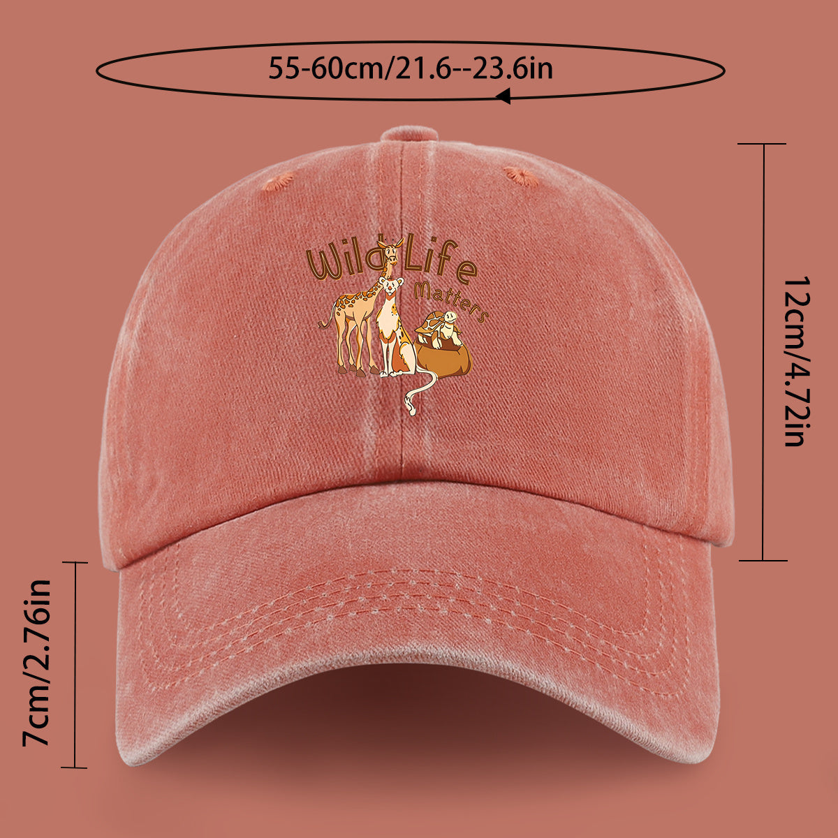 1pc Wild Life Matters Animal Print Baseball Cap - Adjustable Vintage PAPA Trucker Hat Suitable for &, Lightweight Breathable Dad Cap for Outdoor, Beach, Hiking, Skateboarding, Casual Wear - Ideal, Holidays, Urban Style