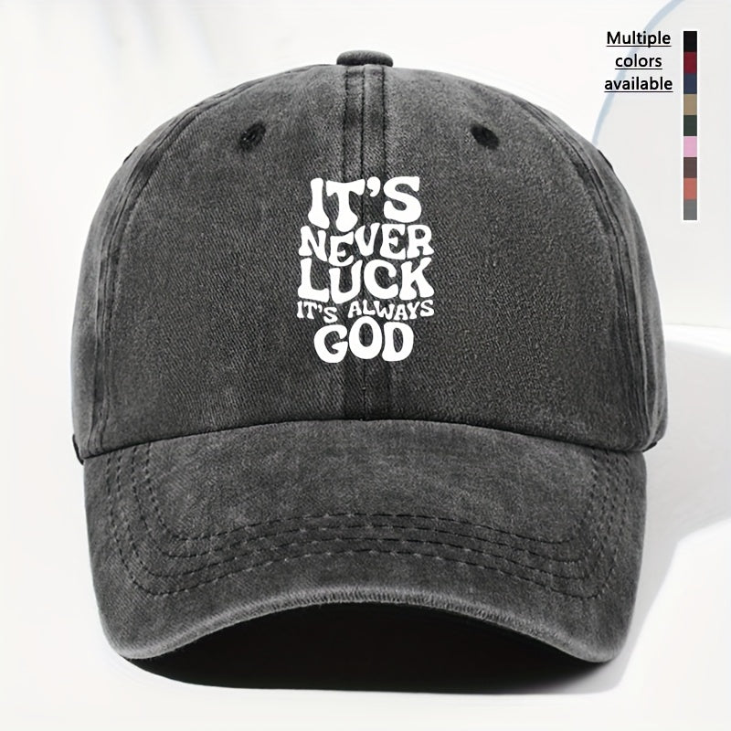 Unisex IT'S NEVER Printed Washed Vintage Baseball Cap Fashion Outdoor Hat Adjustable Brim Trucker Cap Suitable for All Seasons Daily Wear