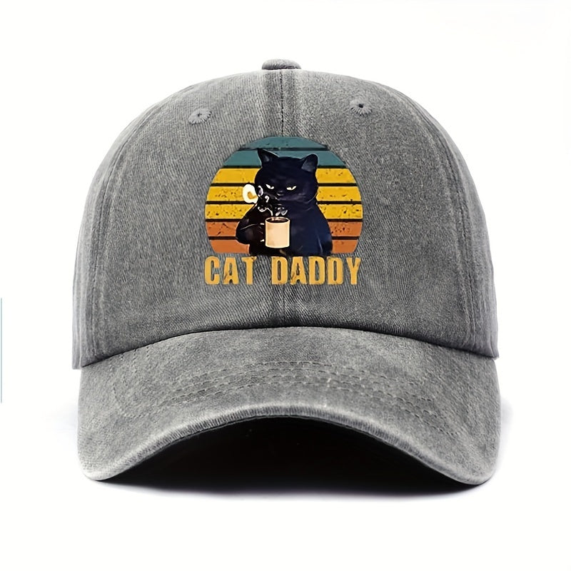 COFFE CAT DADDY Rainbow Pattern Print Adjustable Washed Men'S Baseball Cap Outdoor Fishing Dad Hat