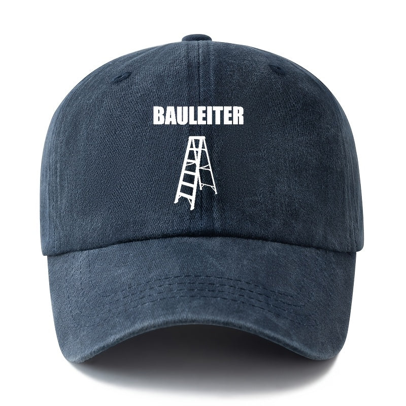 Unisex Fashion All-Match Printed BAULEITER Baseball Cap, Classic Vintage Washed Outdoor Lightweight Curved Brim Hat, Trucker Cap, Suitable for Outdoor Vacation Travel Camping And Casual Occasions, Holiday Party Hip-Hop Hat