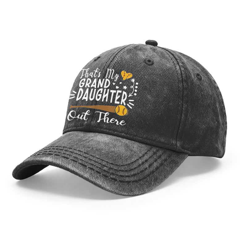 1pc Vintage Washed Unisex Baseball Caps, That' S My Granddaughter Out There, Softball Design Print, Adjustable, Suitable for Outdoor Activities And Casual Wear, Gifts for Men And Women, Friends