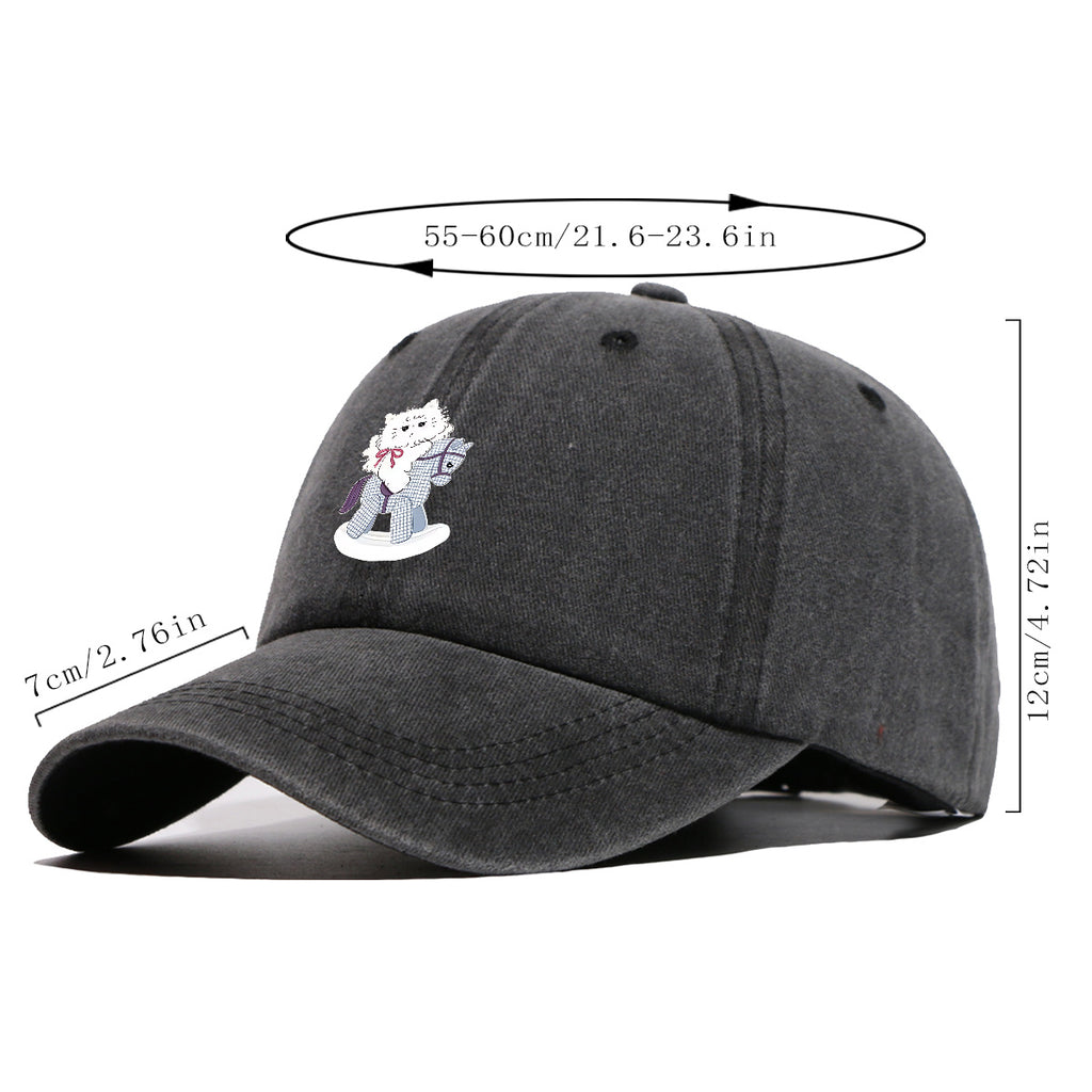 1pc Cartoon Cat Riding a Wooden Horse Printed Baseball Cap, Cute and Adorable Sun Hat, Stylish, , and Beautiful, Unisex Adjustable Baseball Cap, Daily Casual Hat, Family Outing Hat, Suitable for Shopping, Picnics, Amusement Parks, Parties