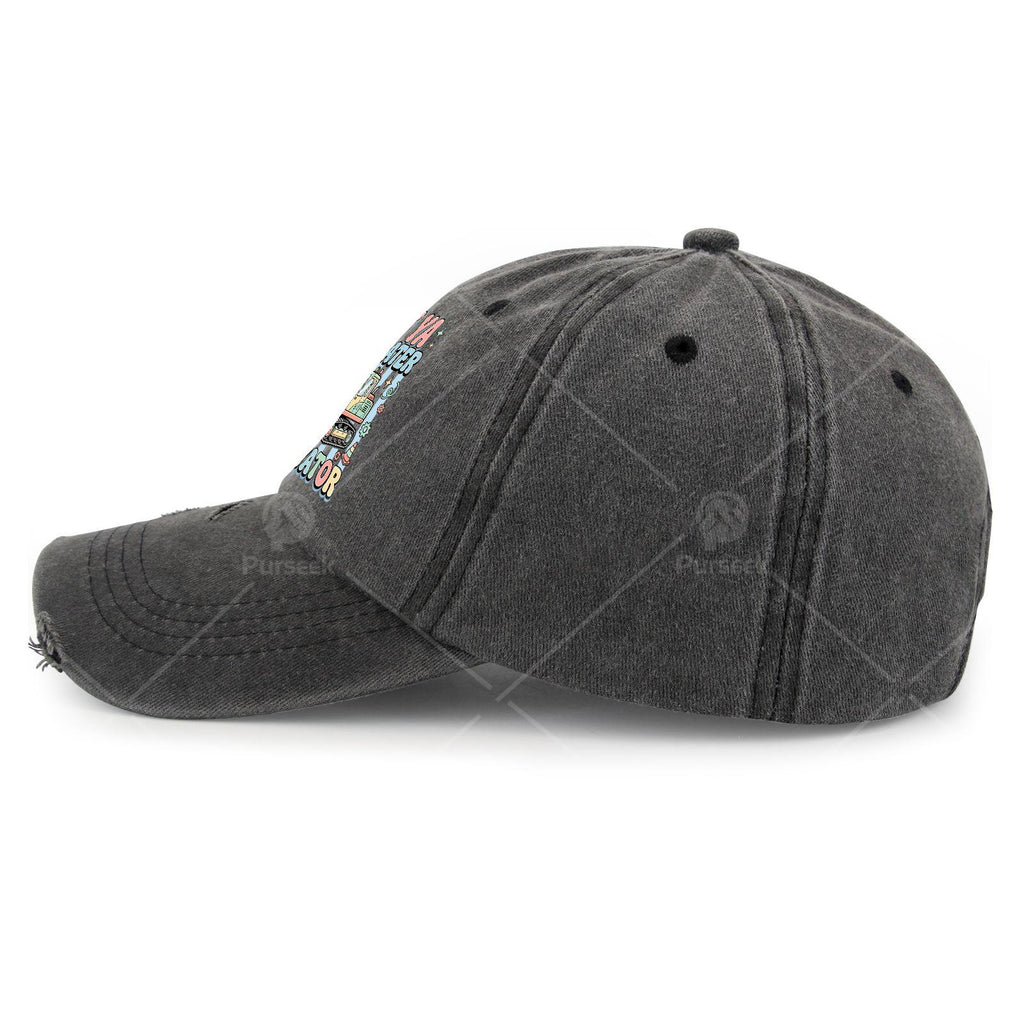 Seess Yassss Laters Excavator Truck Driver Cap - Vintage Washed Baseball Hat with Excavator Print, Machine Washable Unisex for Men & Women, Suitable for, Outdoor Activities, Retro Style
