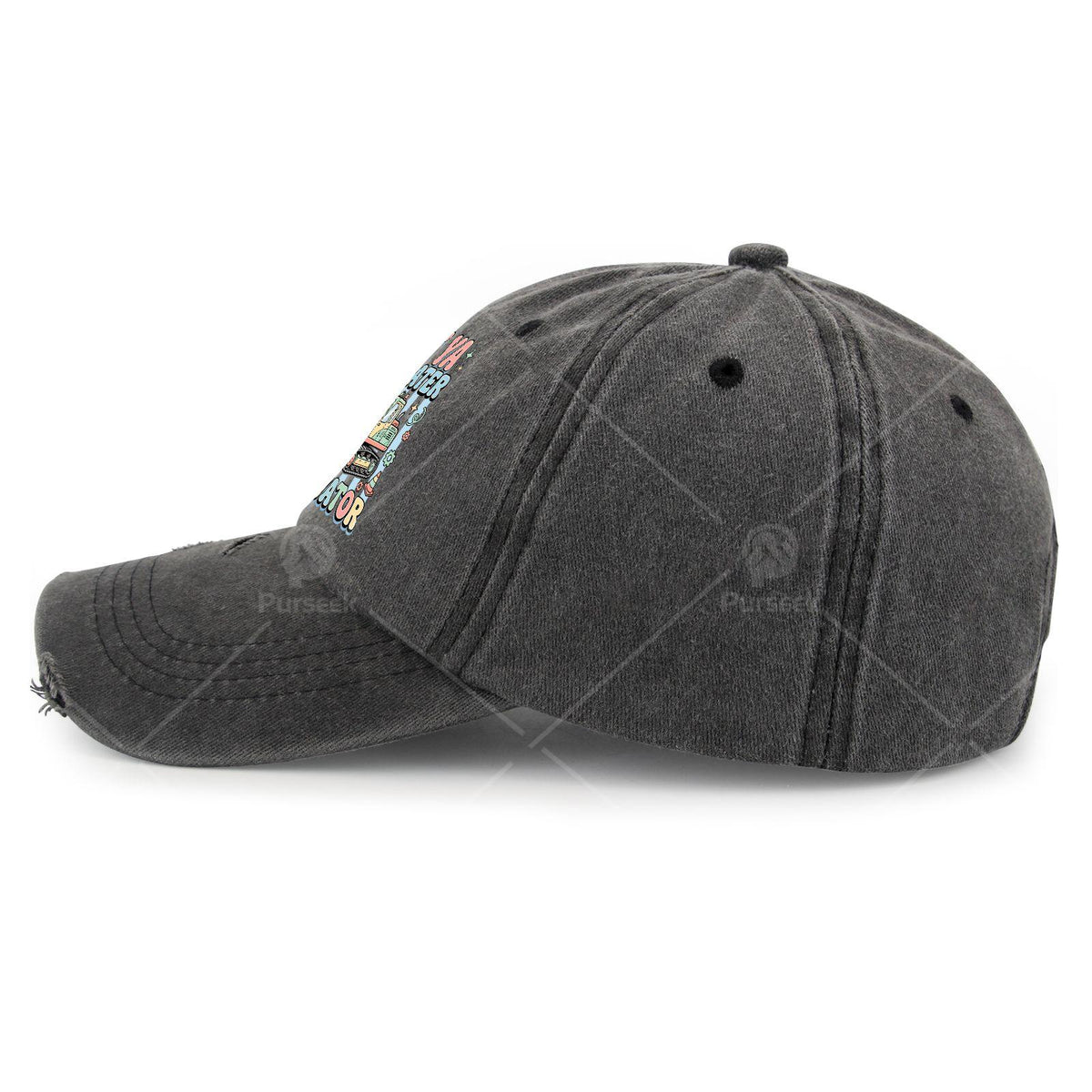 Seess Yassss Laters Excavator Truck Driver Cap - Vintage Washed Baseball Hat with Excavator Print, Machine Washable Unisex for Men & Women, Suitable for, Outdoor Activities, Retro Style