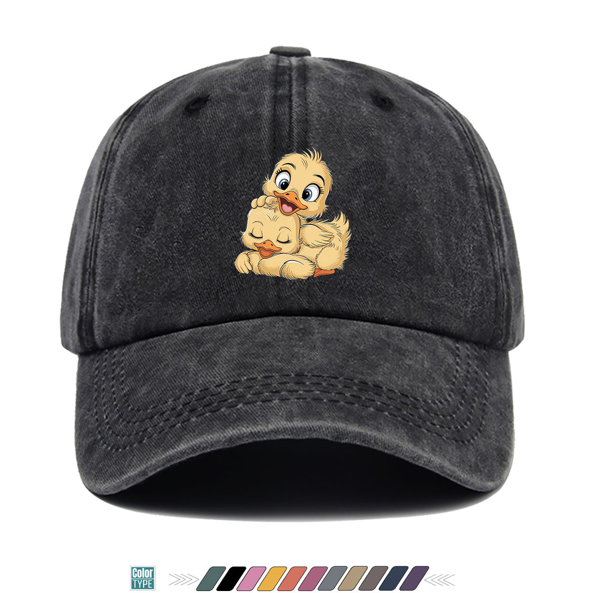 1pc Cute Little Yellow Duck Print Baseball Cap, Adorable Cartoon Duck Pattern Sun Hat, Fashion Casual Sunshade Hat, Unisex Adjustable Duckbill Cap, Soft Breathable Hat, Outing Hat, Versatile Hat, Best Friend Shopping Hat, Outdoor Picnic Play Hat
