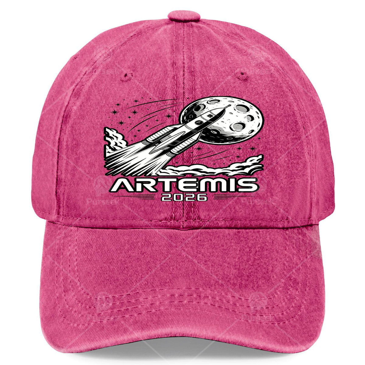 Artemis Launch to The Moon Retro Washed Distressed Baseball Cap - Unisex Full-Body Print with Artemis & Space, Lightweight Round Top Suitable for Christmas, 4th of, Events, Casual Wear, Hand Washable Vintage Hat