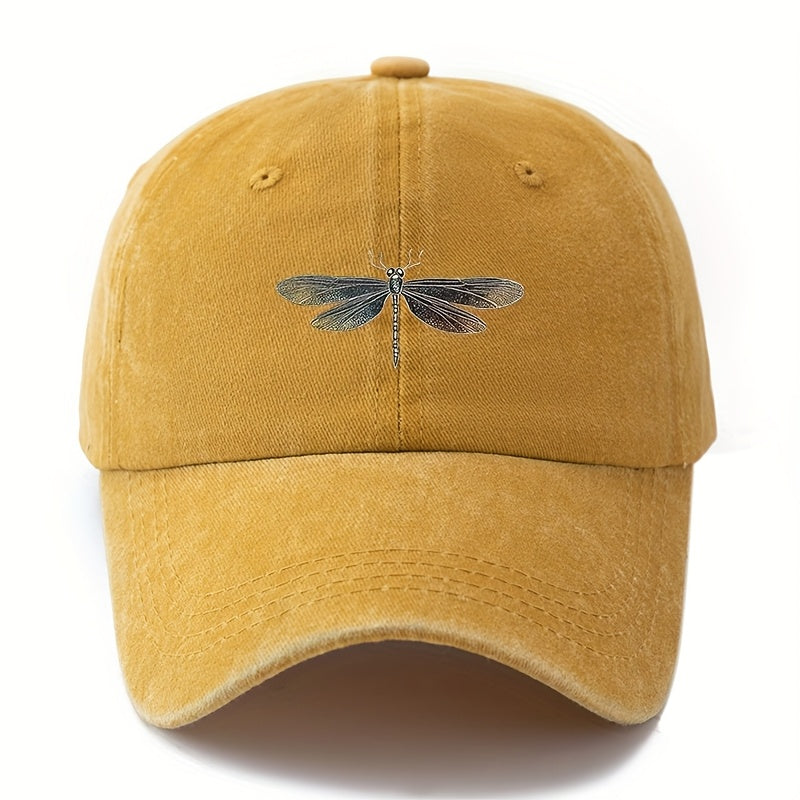 Unisex Fashion Printed Dragonfly Pattern Baseball Cap, Trendy Style Outdoor Sunshade Curved Brim Hat, Adjustable Size Outdoor Holiday Travel Camping Casual Duckbill Cap, Best Choice Gift Baseball Cap