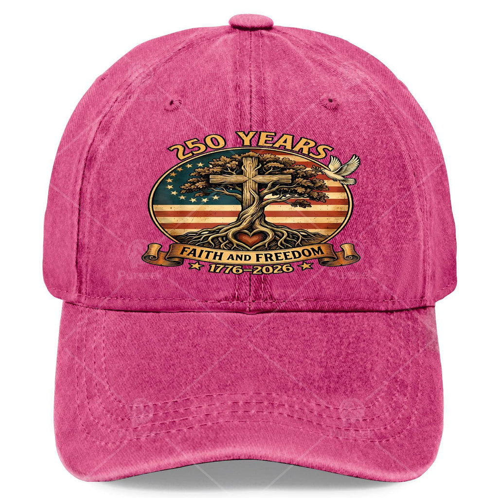 250 Years of Faith & Freedom - Christian America Baseball Cap - 250th Anniversary Commemorative - Adjustable Pull-String Cap - Suitable for Church Events, Historical Gifts & Religious