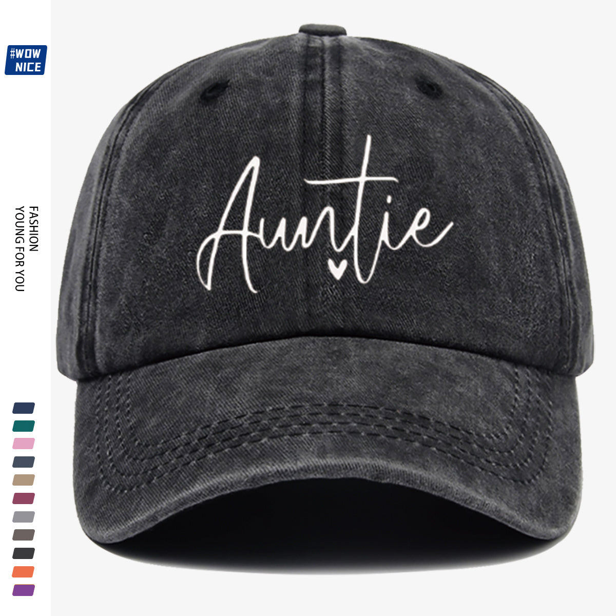 1pc "Auntie" Handwritten Heart Print Baseball Cap, Comfortable And Breathable, Fashionable And Easy, Unisex, Adjustable Size, Casual Street Style, Suitable for Daily Outings, Shopping, Dates, Coffee Meetups, Travel, Girlfriend Gatherings