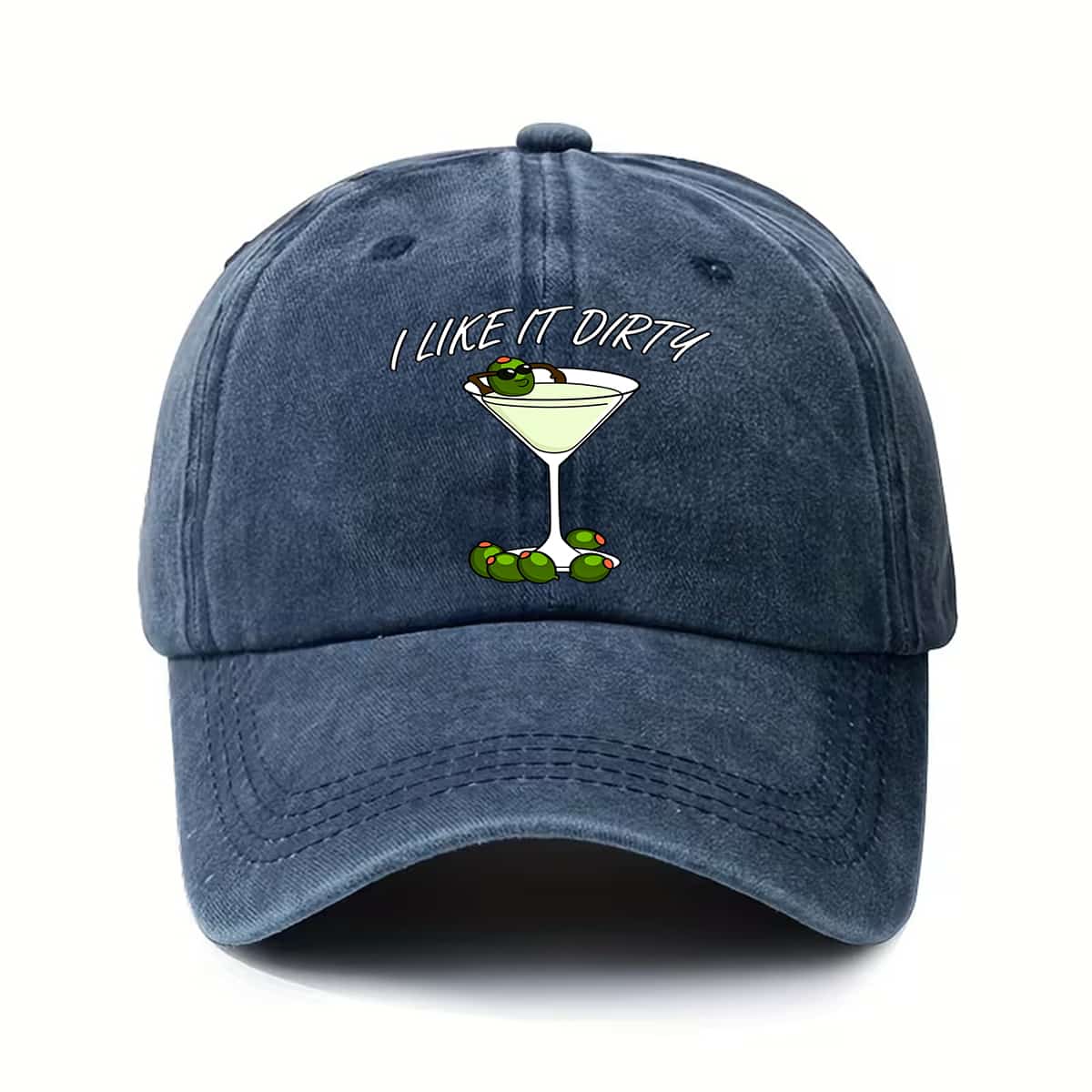 Men'S Dirty Martini Cocktail Baseball Cap - Adjustable Buckle Cap, Featuring Olive And Martini Charms, Green Olive Accents, Machine Washable Unisex Hat, Suitable for Parties, Everyday Wear, Bartender Gifts, And Drink Additions